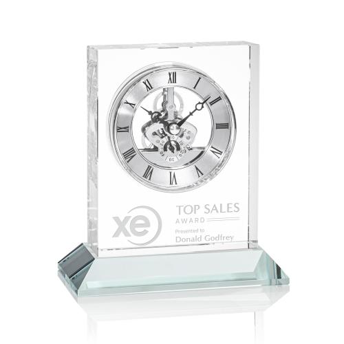 Crystal Clocks - Crystal Ashland Clock with Silver Dial & Base
