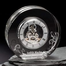 Silver Crystal Award Clock with Modern Design - Crystal Clocks