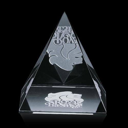 Optical Crystal Pyramid Award - Customizable Personalized Gifts - Optical Crystal Pyramid Award - Customizable