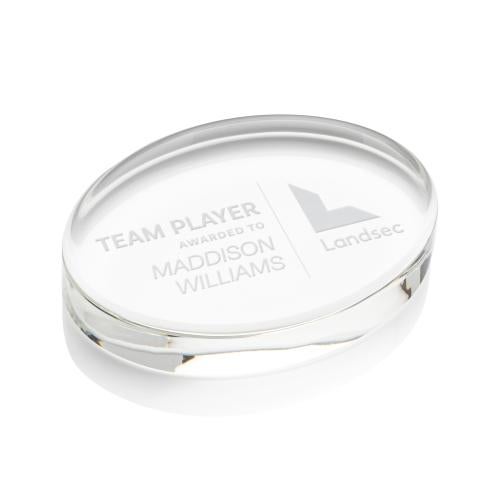 Logan Oval Crystal Paperweight - Elegant Design Personalized Gifts - Logan Oval Crystal Paperweight - Elegant Design