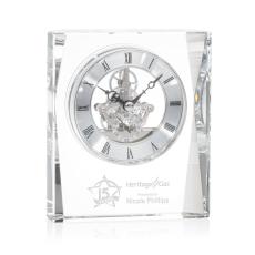 Beveled Optical Crystal Mechanical Clock - Crystal Clocks