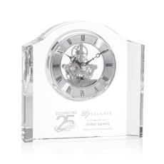 Curved Top Crystal Clock with Etch - Crystal Clocks