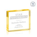 Gold Verona Crystal Paperweight - Elegant Clarity