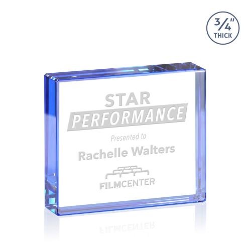 Personalized Gifts - Verona Blue Paperweight - Starfire Crystal Award