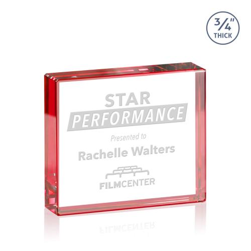 Personalized Gifts - Red Verona Crystal Paperweight