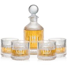 Ribbed Crystal Decanter Set (3 or 5-Piece) - Barware Gifts