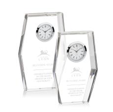 Hexagonal Crystal Desk Clock with Roman Dial - Crystal Clocks