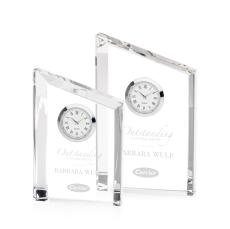 Elegant Slanted Crystal Desk Clock - Crystal Clocks