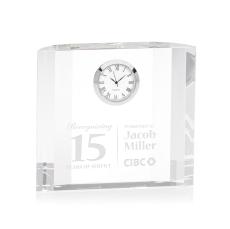 Elegant Chrome-Bezel Crystal Desk Clock - Crystal Clocks