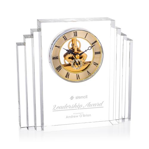 Crystal Clocks - Elegant Optical Crystal Gold Skeleton Clock