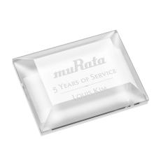 Elegant Crystal Paperweight - Deep Etch Design - Personalized Gifts