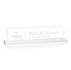 Elegant Crystal Desk Nameplate - Deep Etch - Personalized Gifts