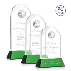 Elegant Crystal Golf Award - Green Base - Golf Awards and Trophies