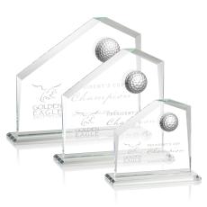 3D Crystal Golf Trophy in Starfire Glass - Golf Awards and Trophies