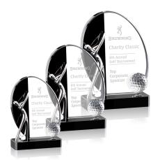 Black & Clear Crystal Golf Award - 3 Sizes - Trophies