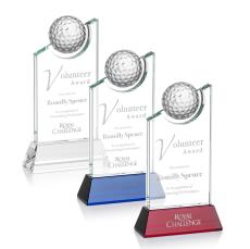 Optical Crystal Golf Trophy with Globe Accent - Trophies