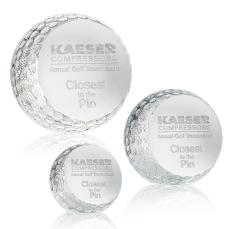Etched Crystal Golf Ball Award Paperweight - Golf Awards and Trophies
