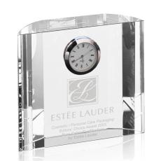 5 Baffin Crystal Clock Award with Etch - Crystal Clocks
