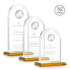 Starfire Crystal Globe Award - Amber Base - Globe Awards