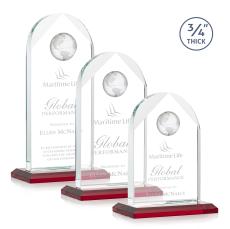 Starfire Crystal Globe Award with Red Base - Globe Awards