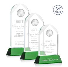 Blake Globe Crystal Award - Green Base - Corporate Awards