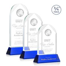 Elegant Blake Globe Crystal Award - Blue Base - Corporate Awards
