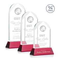 Elegant Red Globe Crystal Award - Corporate Awards