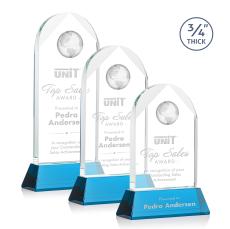 Starfire Crystal Globe Award - Sky Blue Base - Corporate Awards