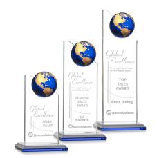 Arden Crystal Globe Award - Blue/Gold Accent - Corporate Awards