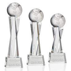 Optical Crystal Globe Award on Pillar Base - Corporate Awards