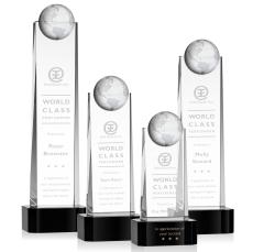 Crystal Globe Award on Elegant Black Base - Corporate Awards