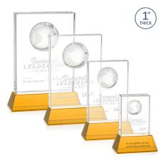 Crystal Globe Award with Amber Base - Corporate Awards