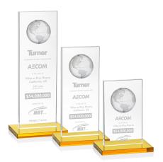 Corporate Crystal Globe Award - Amber Base - Corporate Awards