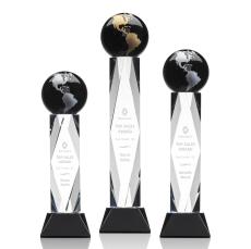Elegant Crystal Globe Award on Black Base - Corporate Awards