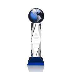 Blue Crystal Globe Award with Silver Accents - Corporate Awards
