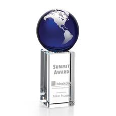 Luz Blue Globe Crystal Award - Etched Elegance - Corporate Awards