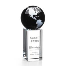 Black/Silver Globe Crystal Award - Deep Etch - Globe Awards