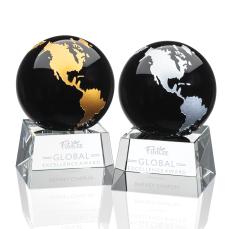 Certainly! Here's a product title for you:  Elegant Crystal Globe Award - Black Finish - Globe Awards