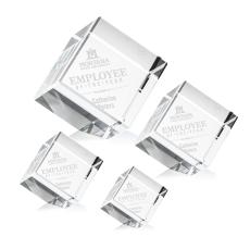 Elegant Crystal Cube Paperweight & Award - Personalized Gifts