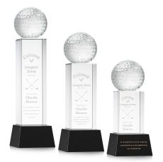 Golf Ball Crystal Award on Black Base - Trophies