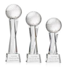 Optical Crystal Golf Ball Award on Base - Trophies
