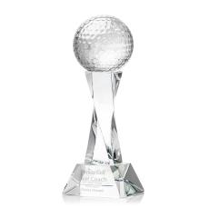 Clear Crystal Golf Globe Award on Langport Base - Trophies