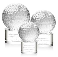 Golf Crystal Globe Award on Marble Base - Trophies
