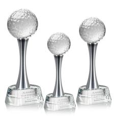 Golf Ball Crystal Award on Elegance Base - Trophies
