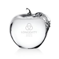 Crystal Apple Paperweight with Etching Option - Personalized Gifts