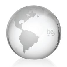Crystal Globe Paperweight with Frosted Continents - Personalized Gifts