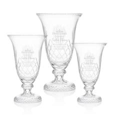 Knowsley Lead Crystal Footed Vase Trio - Vase Awards