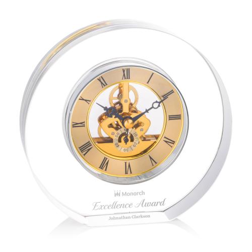 Crystal Clocks - Wilkes Crystal Clock with Gold Skeleton Design