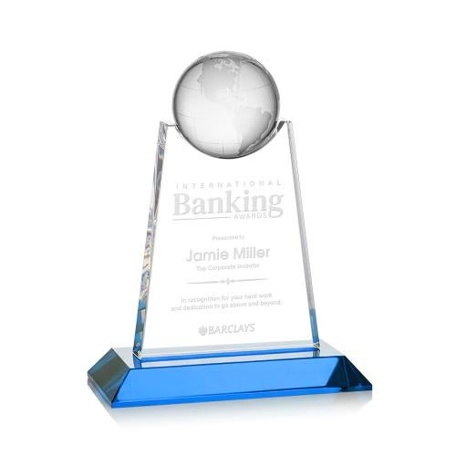 Blue Horizon Crystal Globe Award Trophies - Corporate Awards - Globe Awards - Blue Horizon Crystal Globe Award
