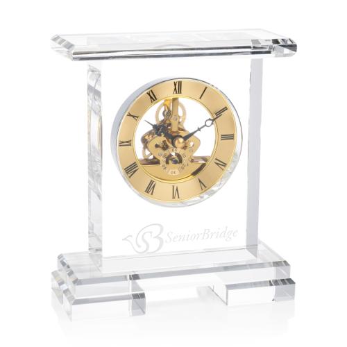 Crystal Clocks - Gold Crystal Skeleton Clock - Customizable
